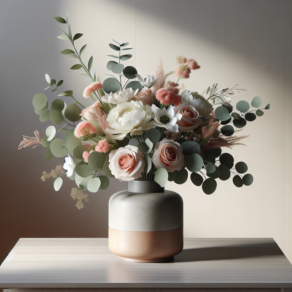Realistic stock image of modern floral arrangement.
