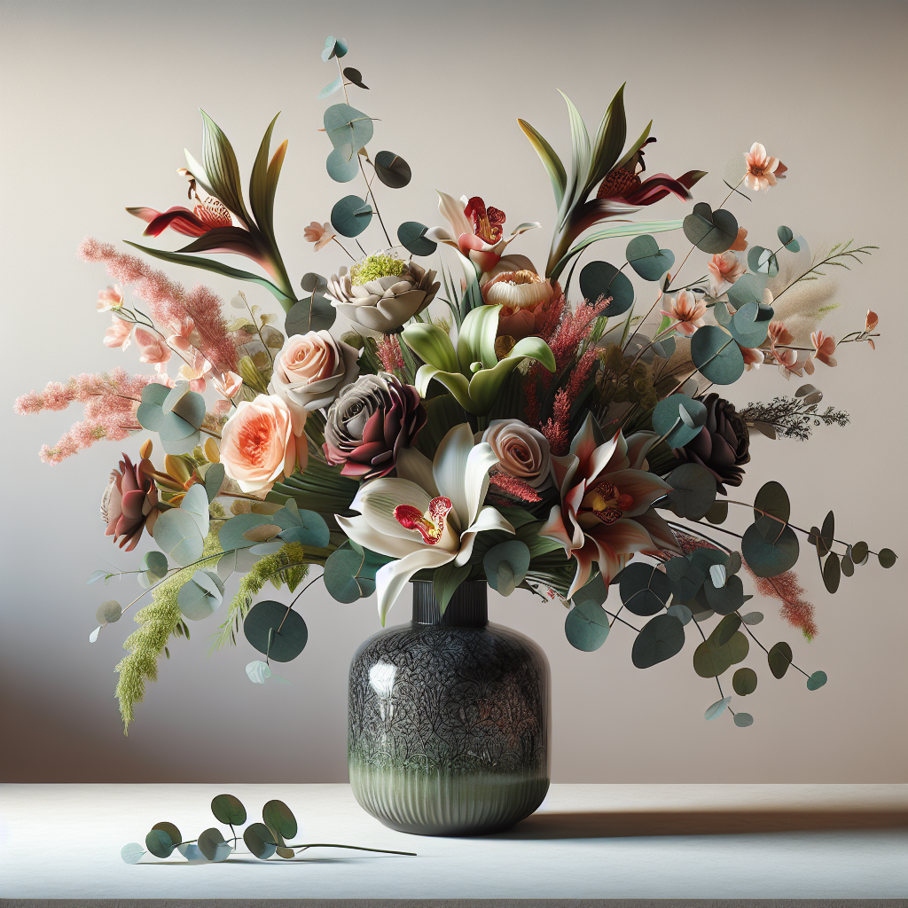 Realistic stock image of modern floral arrangement